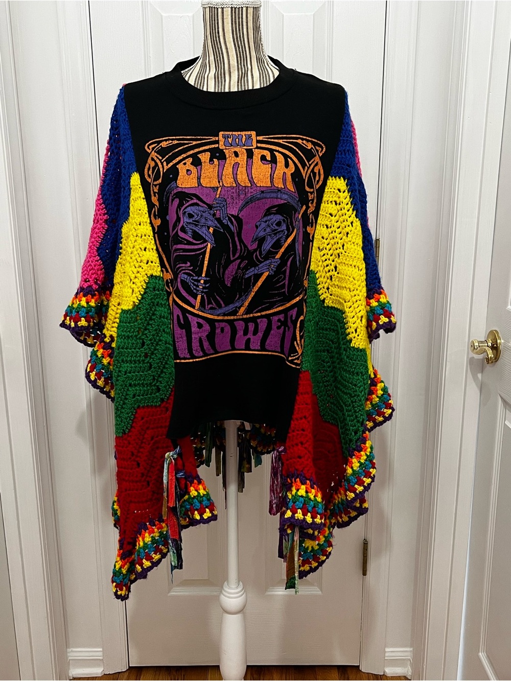 Black Crowes Multicolor Crochet Poncho
